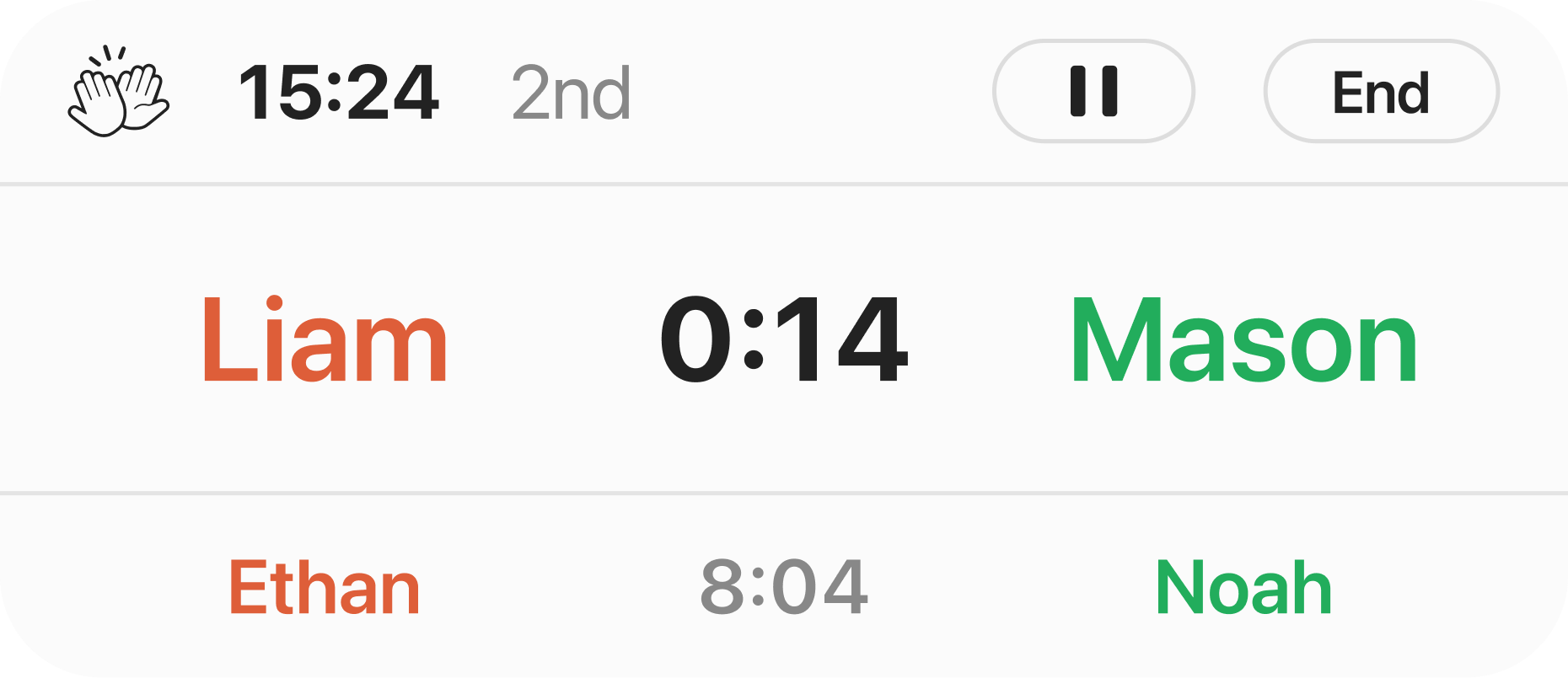 FairSub Live Activity showing the next substitution
